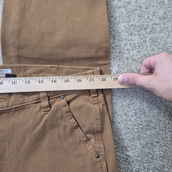 Carhartt Double Knee Pants Womens 14 Rugged Flex Relaxed Brown Canvas Workwear - Picture 7 of 14